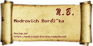 Modrovich Boróka névjegykártya
